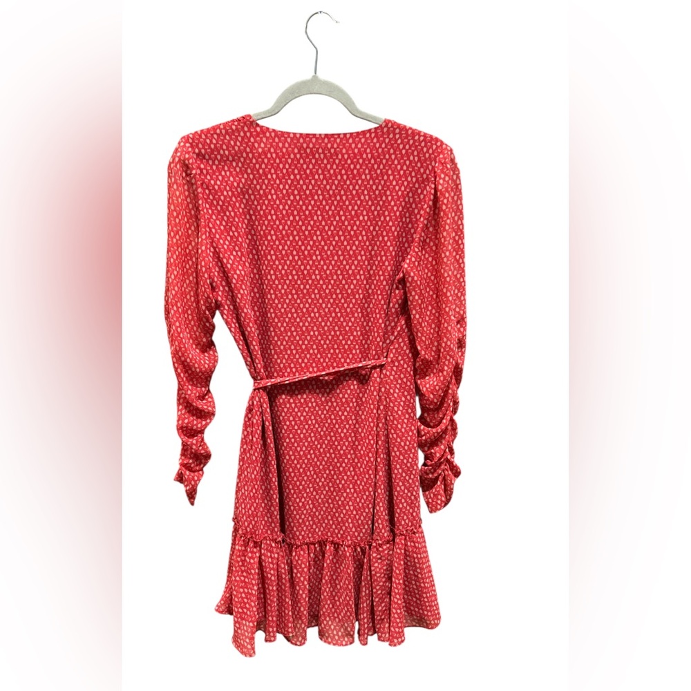 All Saints Elegant Red Hearts print Wrap Dress size S. EUC. - Picture 2 of 10